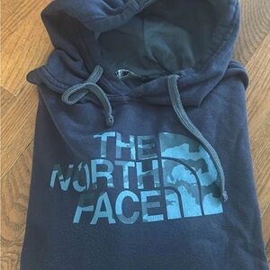 The North Face Navy Pullover Hoodie with Light Blue Logo